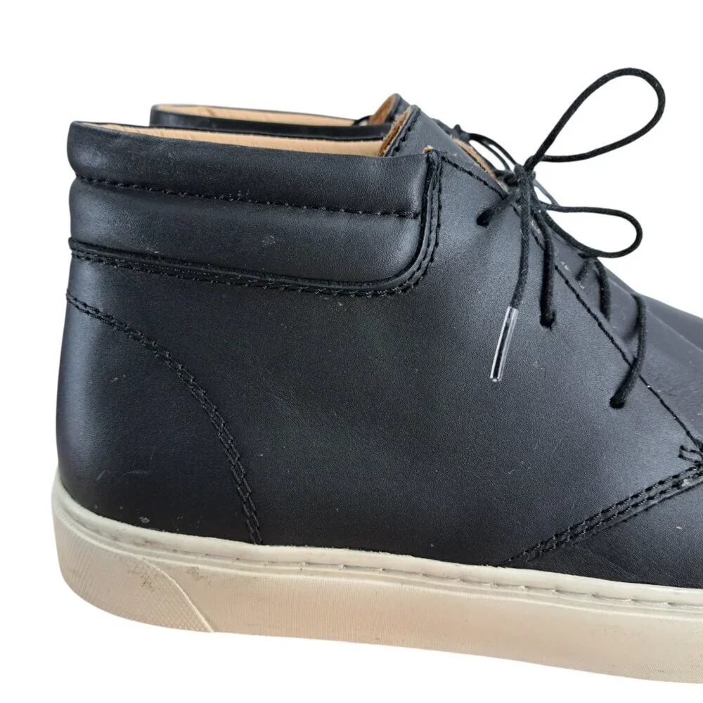 Nisolo Everyday Mid Top Black Leather Sneaker Size 9.5 Cortez Vibram Chukka